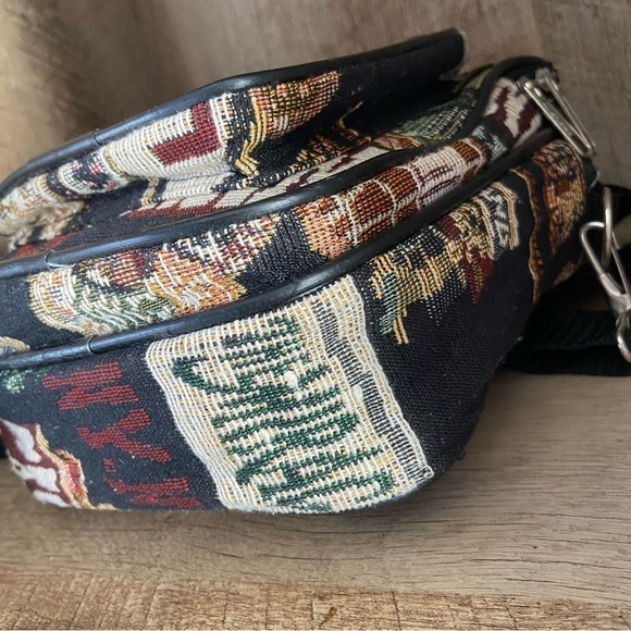Vintage Tapestry Purse Bag Vegas Casino Crossbody Black - Picture 8 of 11